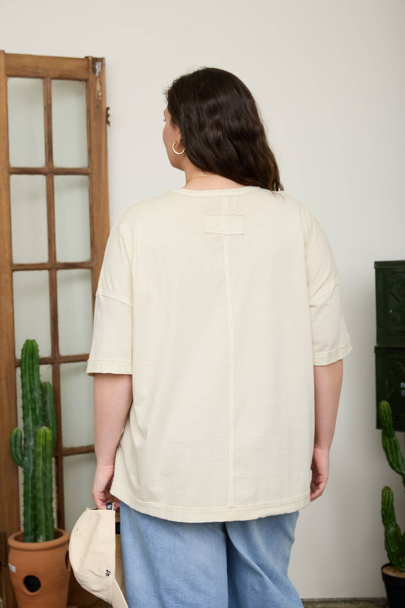 PLUS WASHED EXPOSED SEAM RELAXED KNIT T-SHIRT