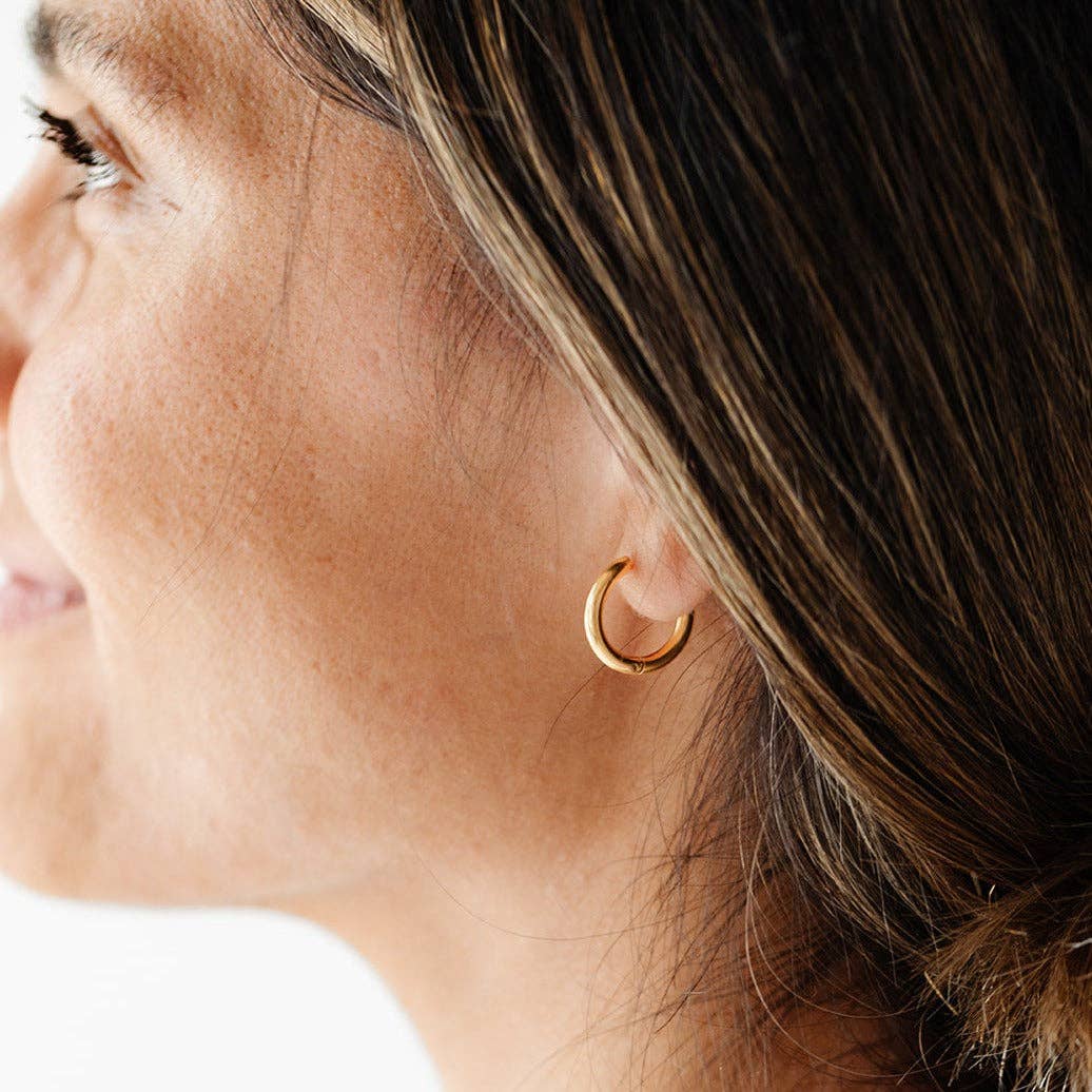 Endless Hoop Stud Earrings - Hypoallergenic, Flat Back, Girl: Gold / 12mm