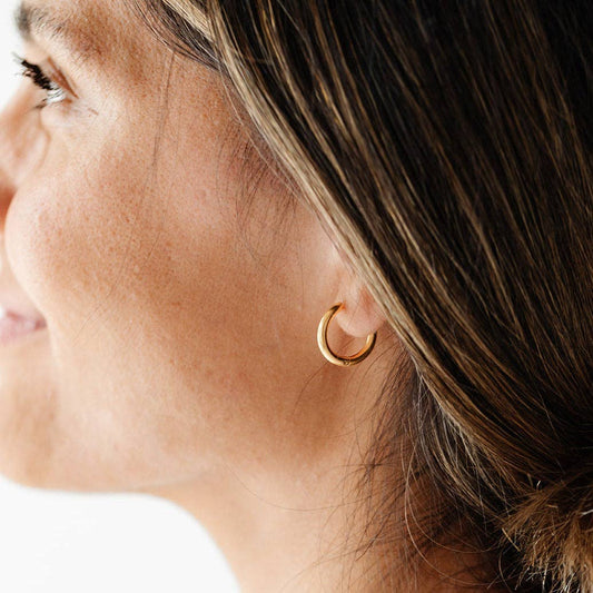 Endless Hoop Stud Earrings - Hypoallergenic, Flat Back, Girl: Gold / 12mm