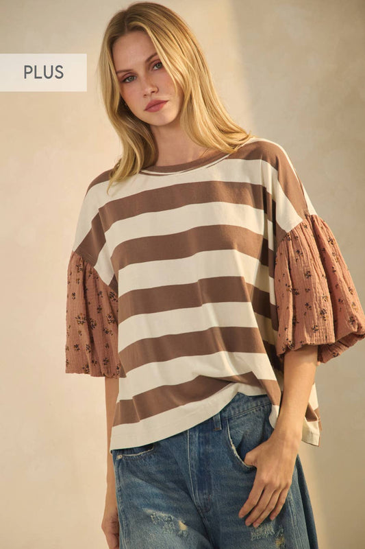 Plus Bold Striped Knit Top
