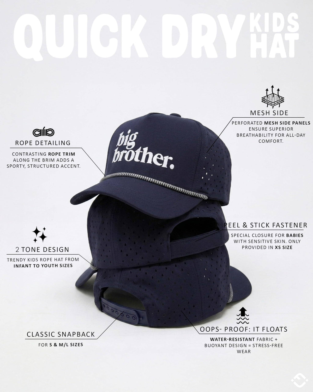 Kid's Golf Hat - Big Brother - Navy