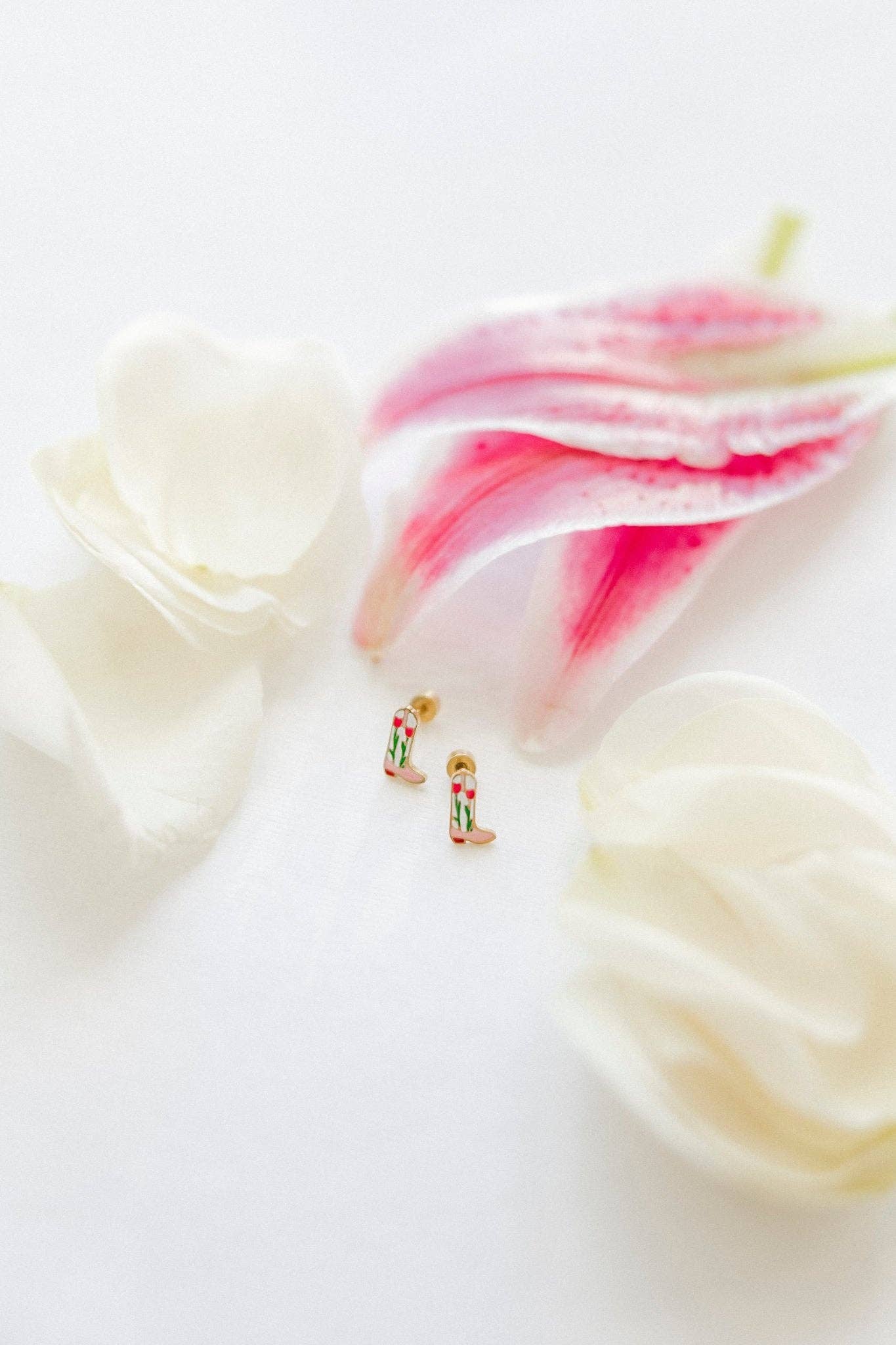 Screwback Stud Earrings - Tulip Cowgirl Boot