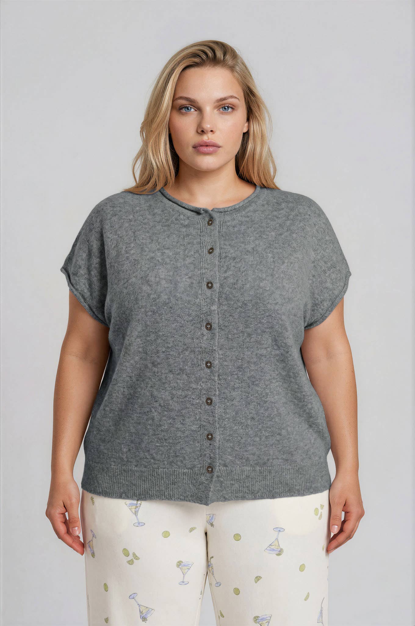 PLUS RAW EDGE SLEEVELESS LIGHTWEIGHT CARDIGAN