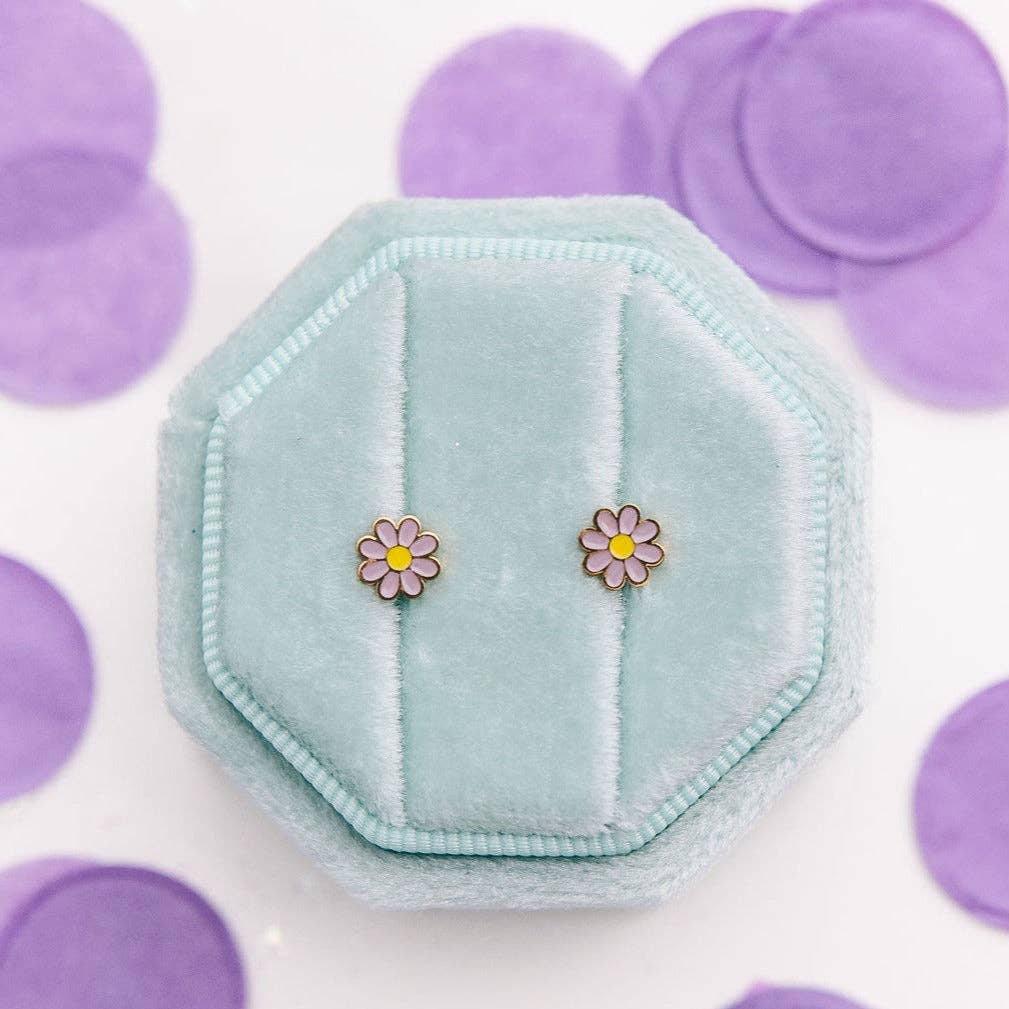 Purple Daisy Stud Earrings