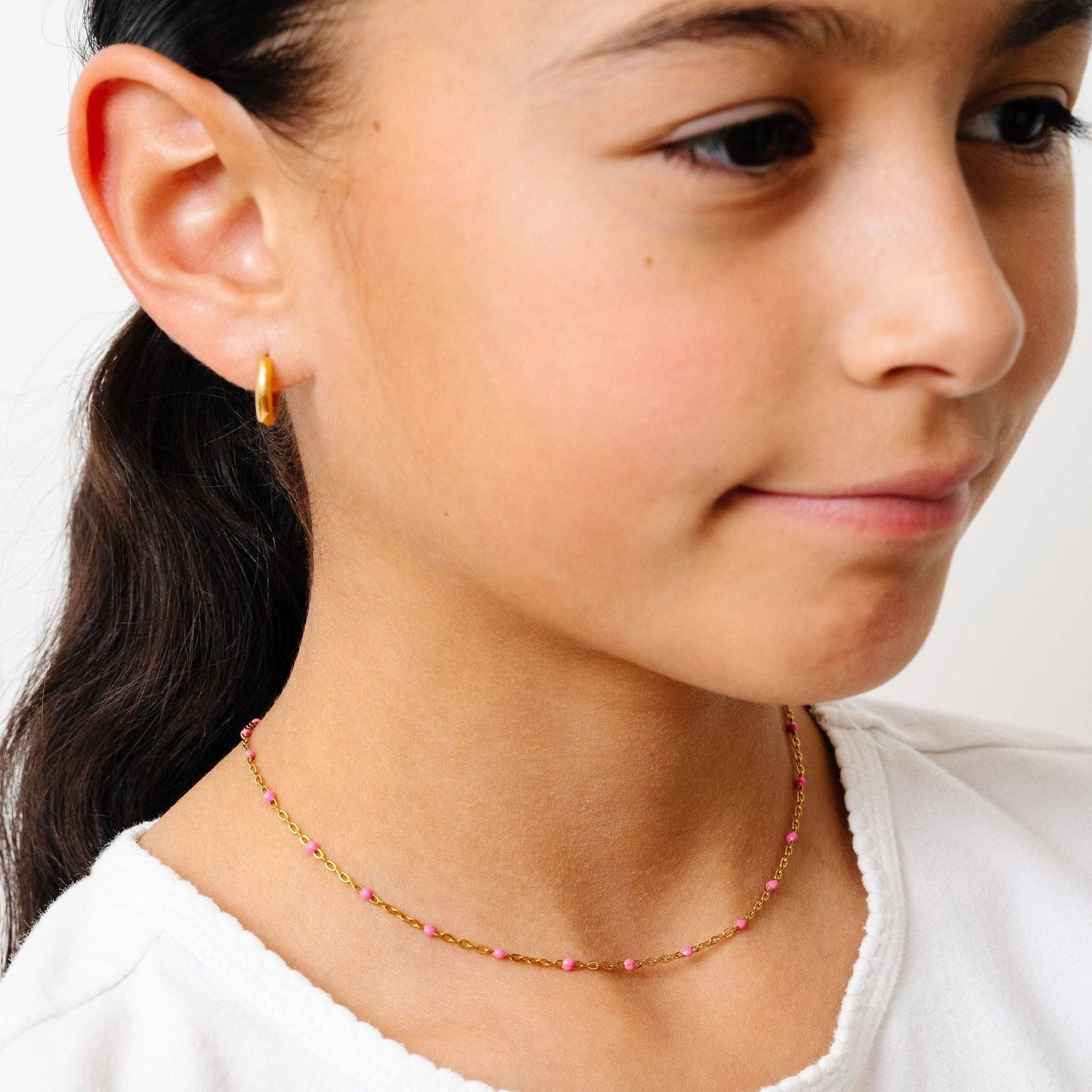 Enamel Bead Necklace Earrings - Hypoallergenic, Girl Gift