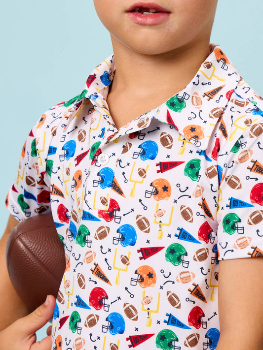 Boys Varsity Football Club Knit Short Sleeve Performance Polo