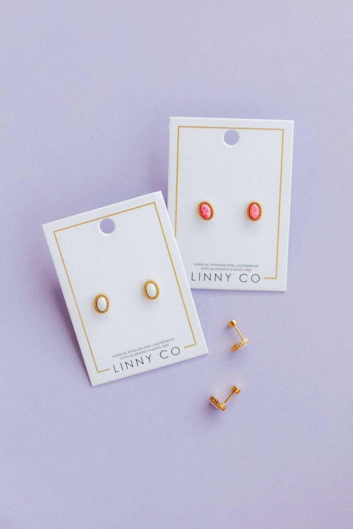 Screwback Stud Earrings - Luna Opal White