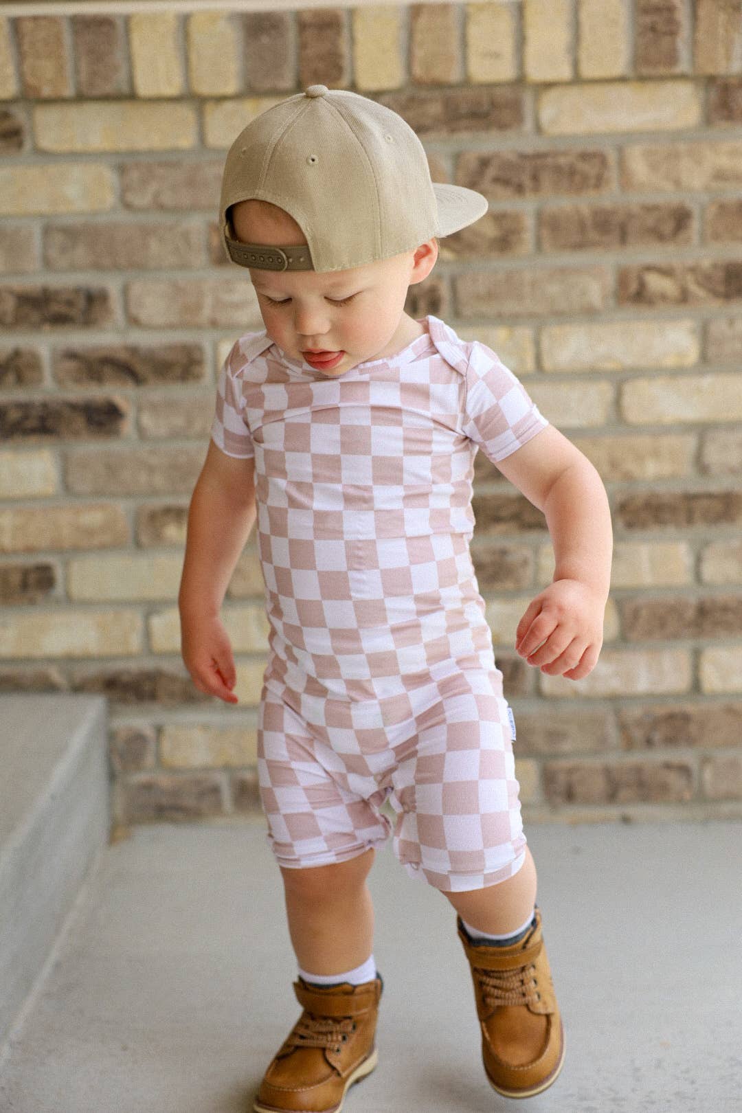 Bamboo Checkered Shortie Romper