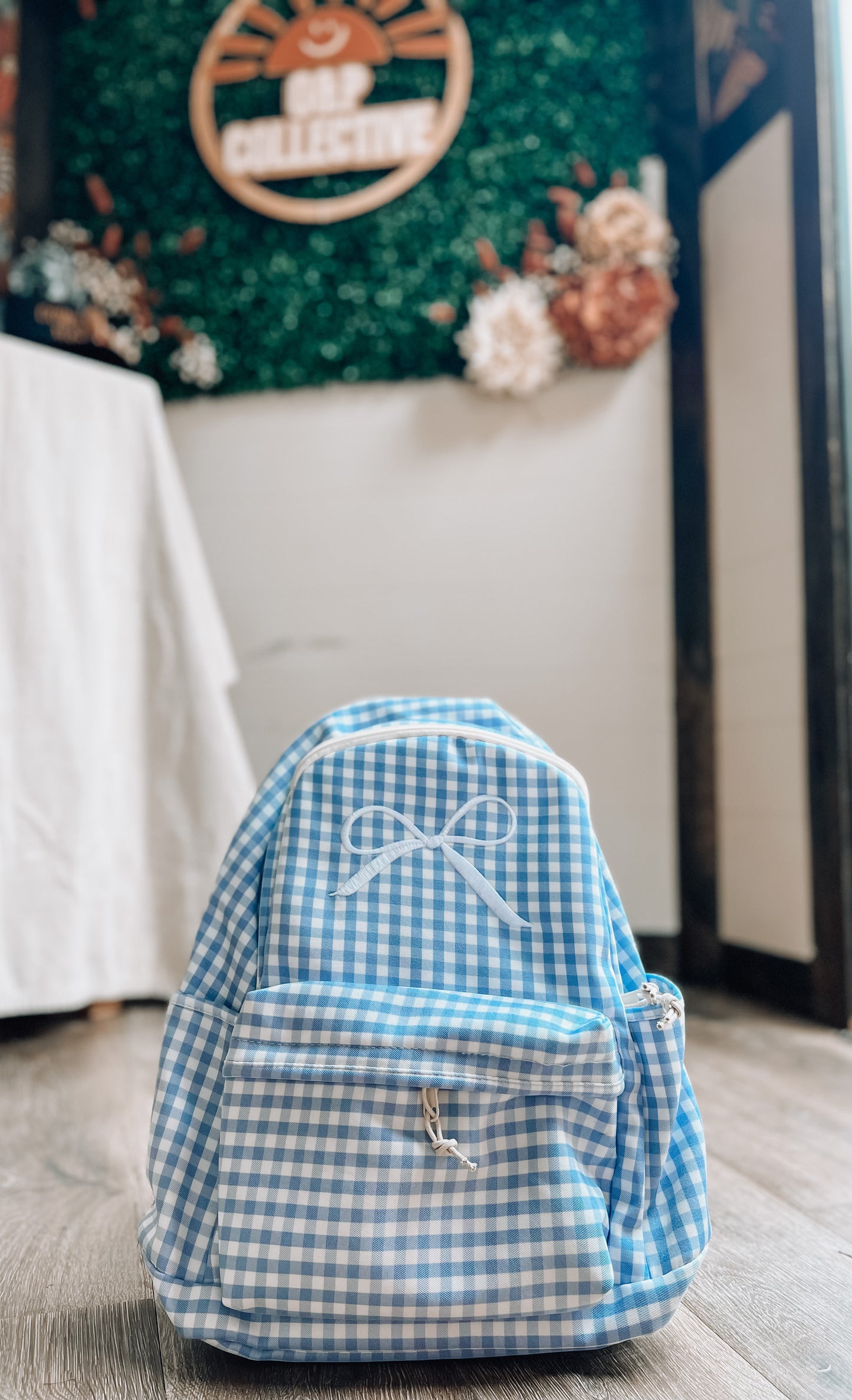 Pink bow Plaid Ruffle Girls Backpack for back to school