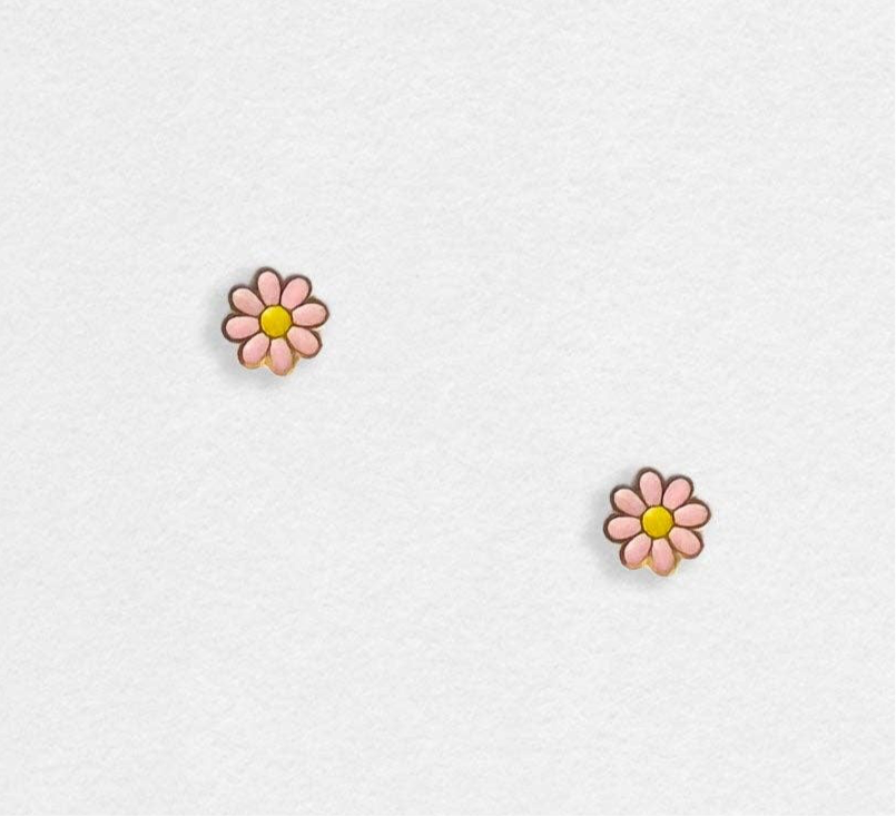 Pink Daisy Stud Earrings