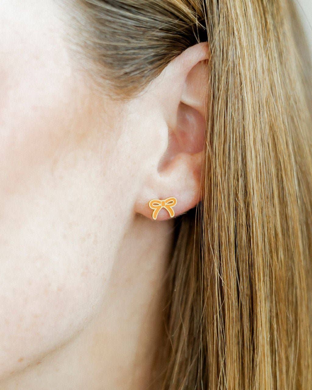 Screwback Stud Earrings - Sadie Bow Orange