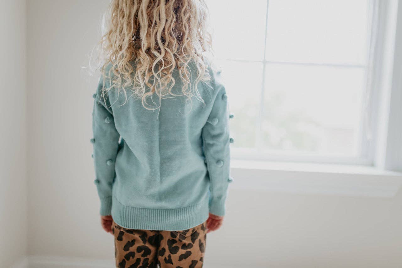 Teal Pom Pom Sweater