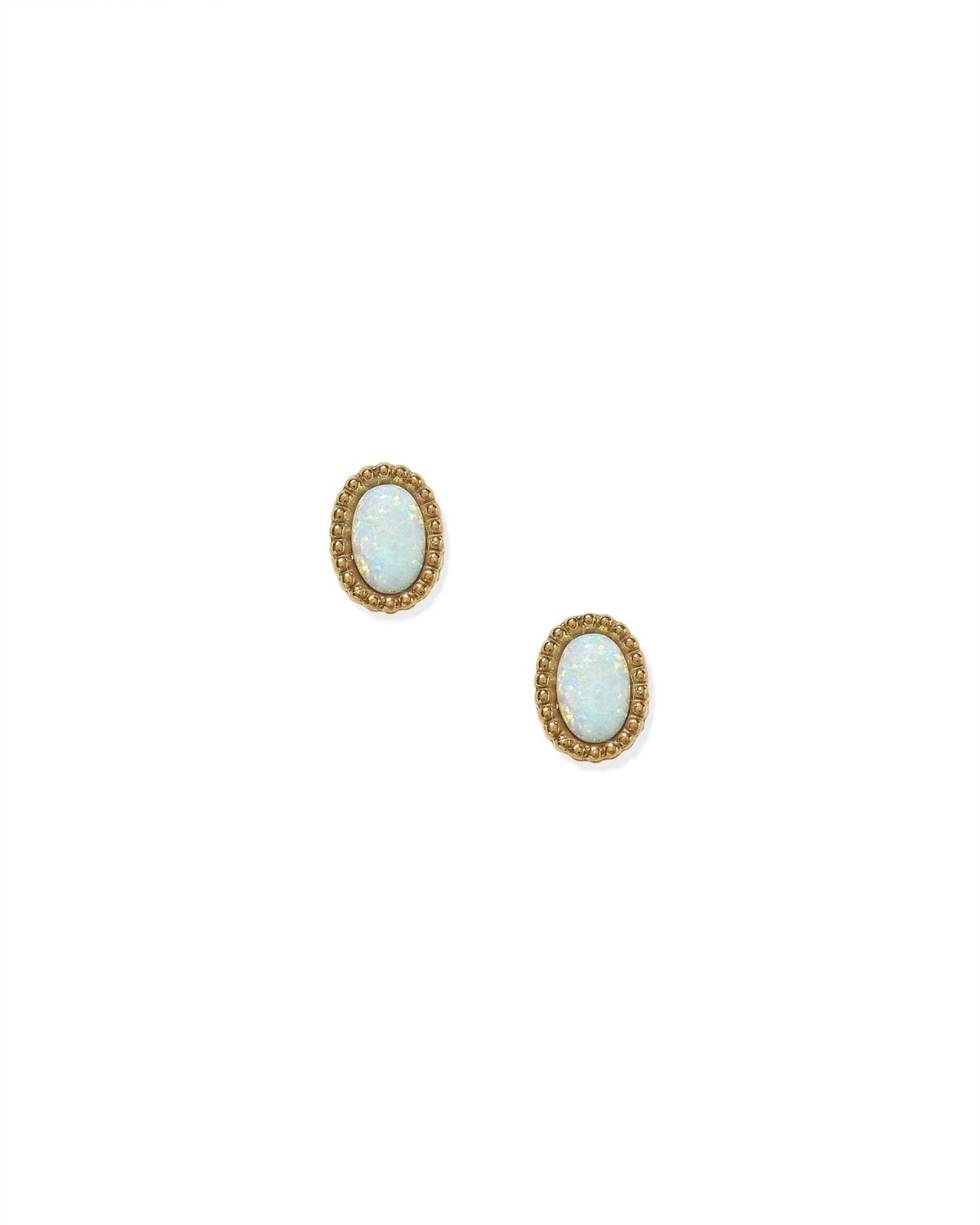 Screwback Stud Earrings - Luna Opal White