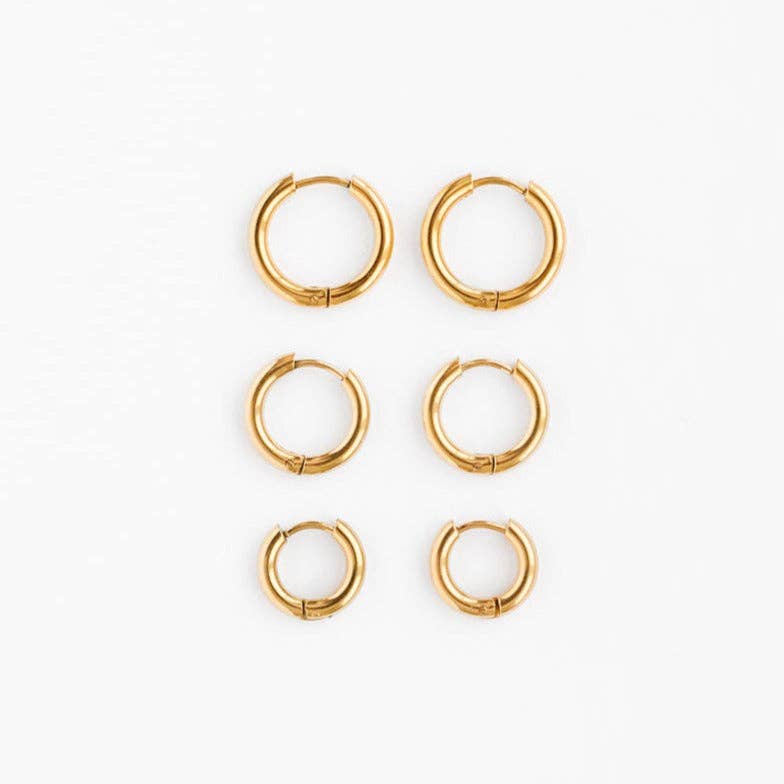 Endless Hoop Stud Earrings - Hypoallergenic, Flat Back, Girl: Gold / 12mm