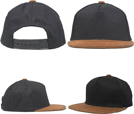 Flat Brim Trucker Hat - Dude - Black/Faux Leather