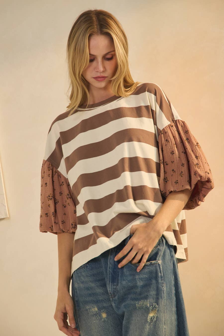 Plus Bold Striped Knit Top