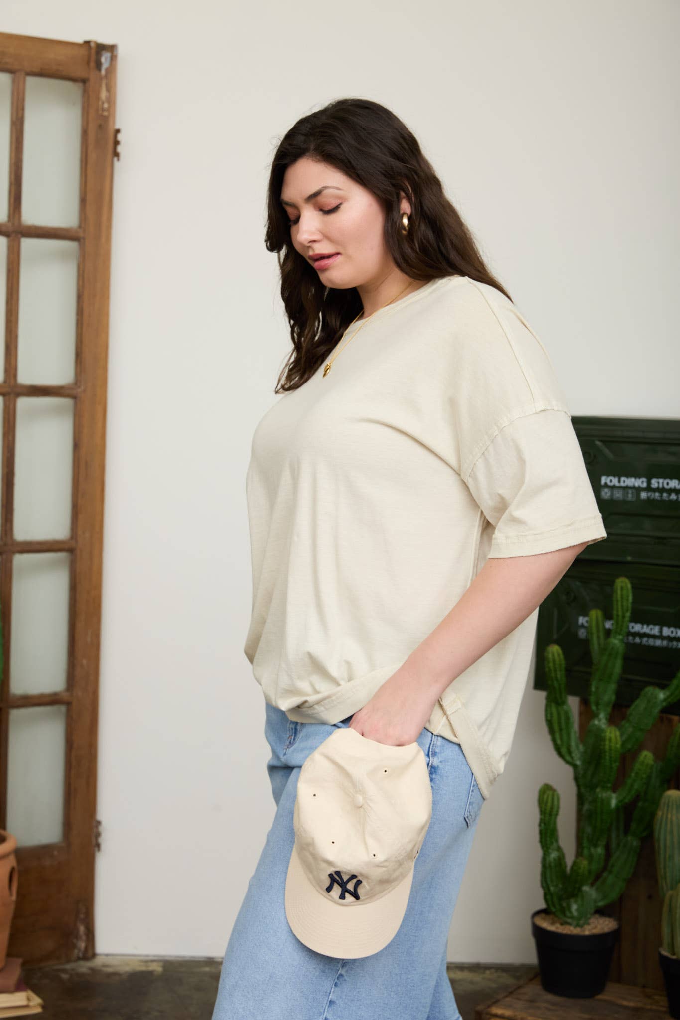 PLUS WASHED EXPOSED SEAM RELAXED KNIT T-SHIRT