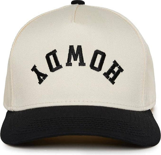 Kids 2-Tone Vintage Cap - Howdy (Upside Down) - Black/Beige
