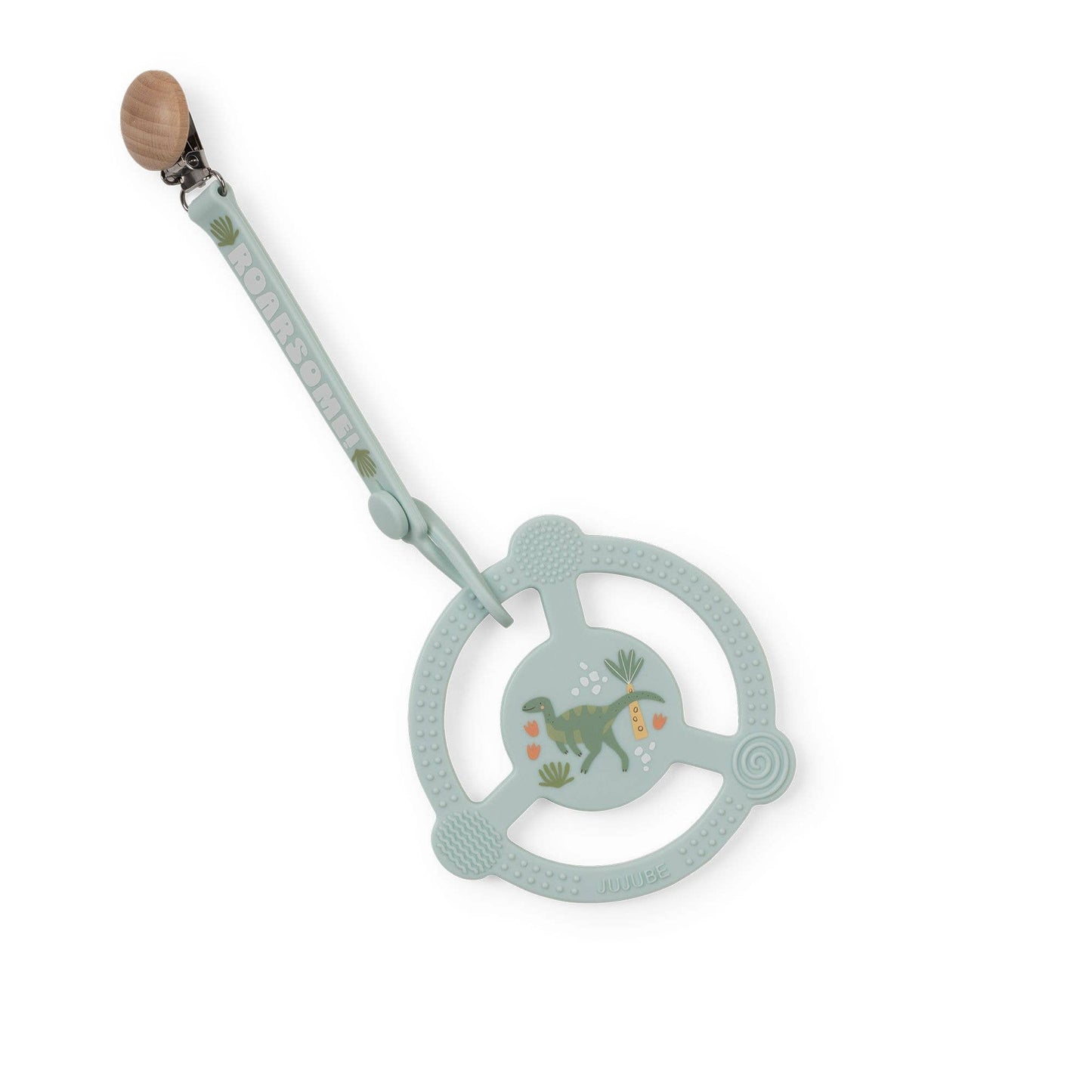 Roarsome Silicone Teether Ring with Detachable Clip Roarsome