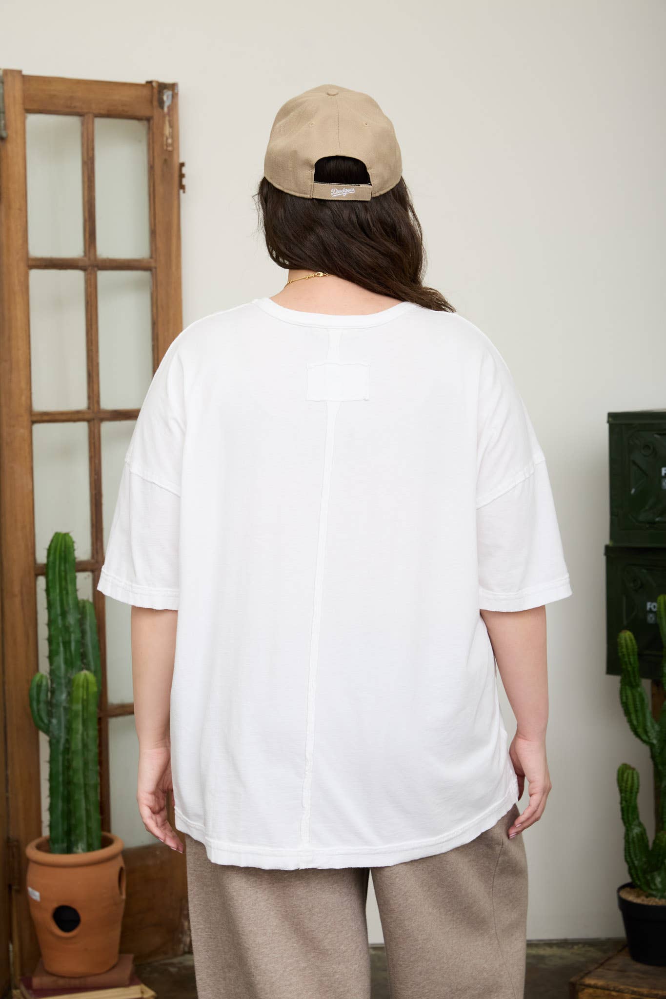 PLUS WASHED EXPOSED SEAM RELAXED KNIT T-SHIRT