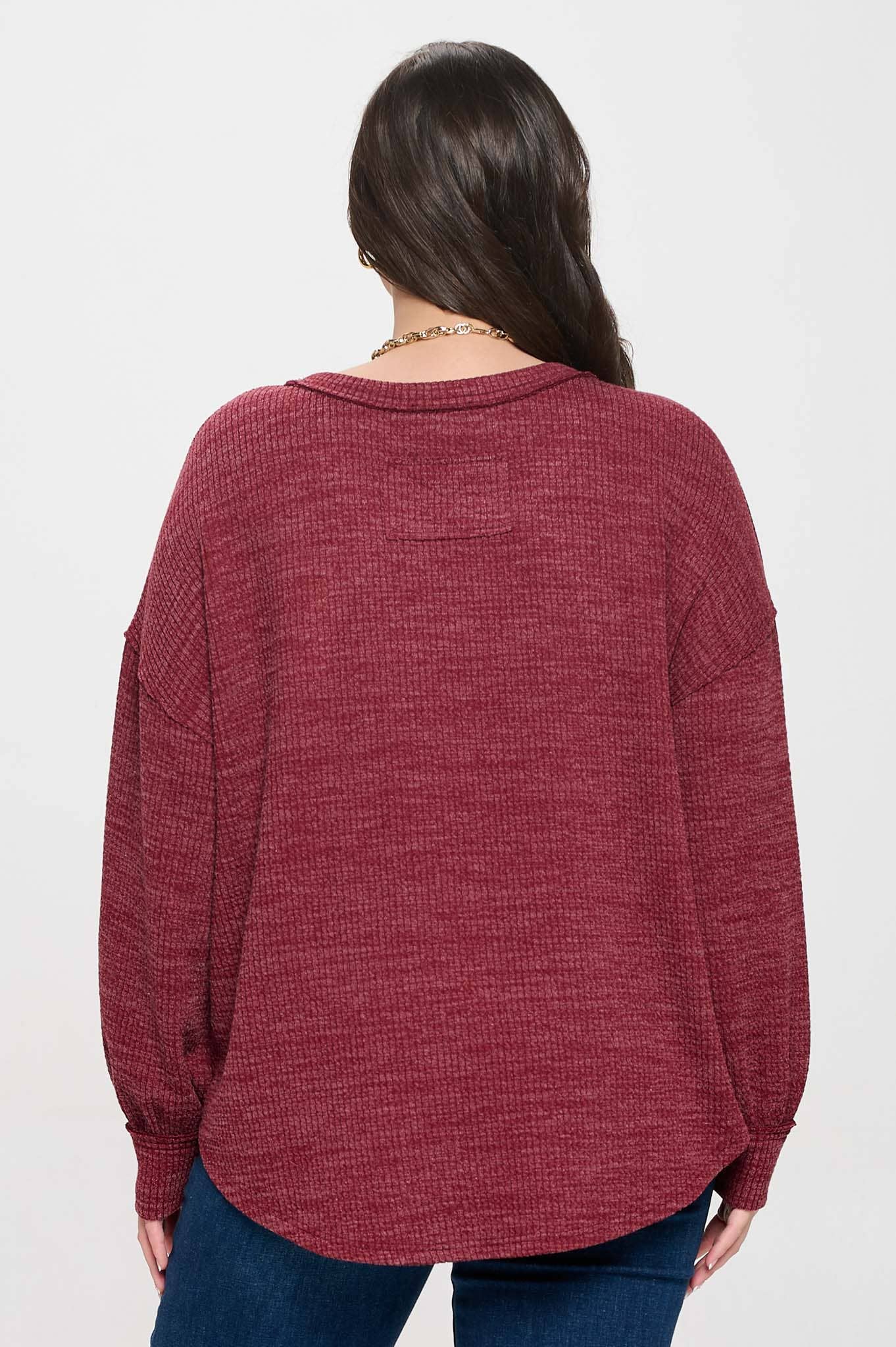 PLUS DROP SHOULDER LONG SLEEVE SWEATER KNIT TOP