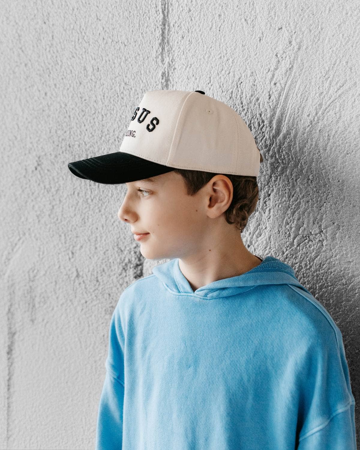 Jesus is King Christian KIDS Hat - Black & Off-White