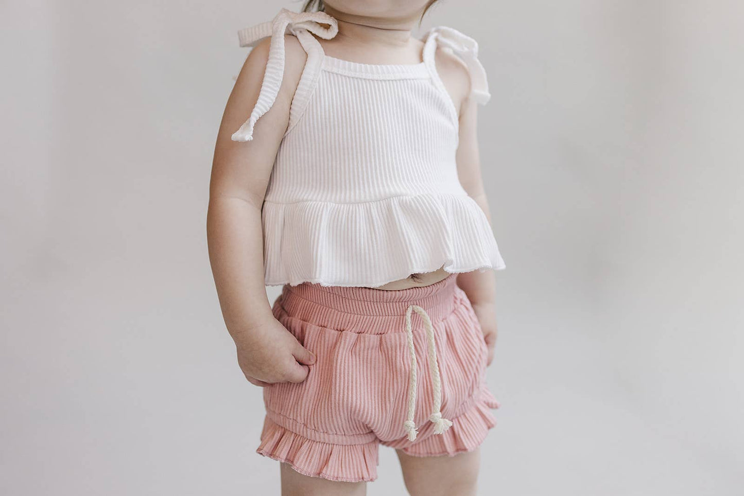 Crop Top Ribbed Shorts Set