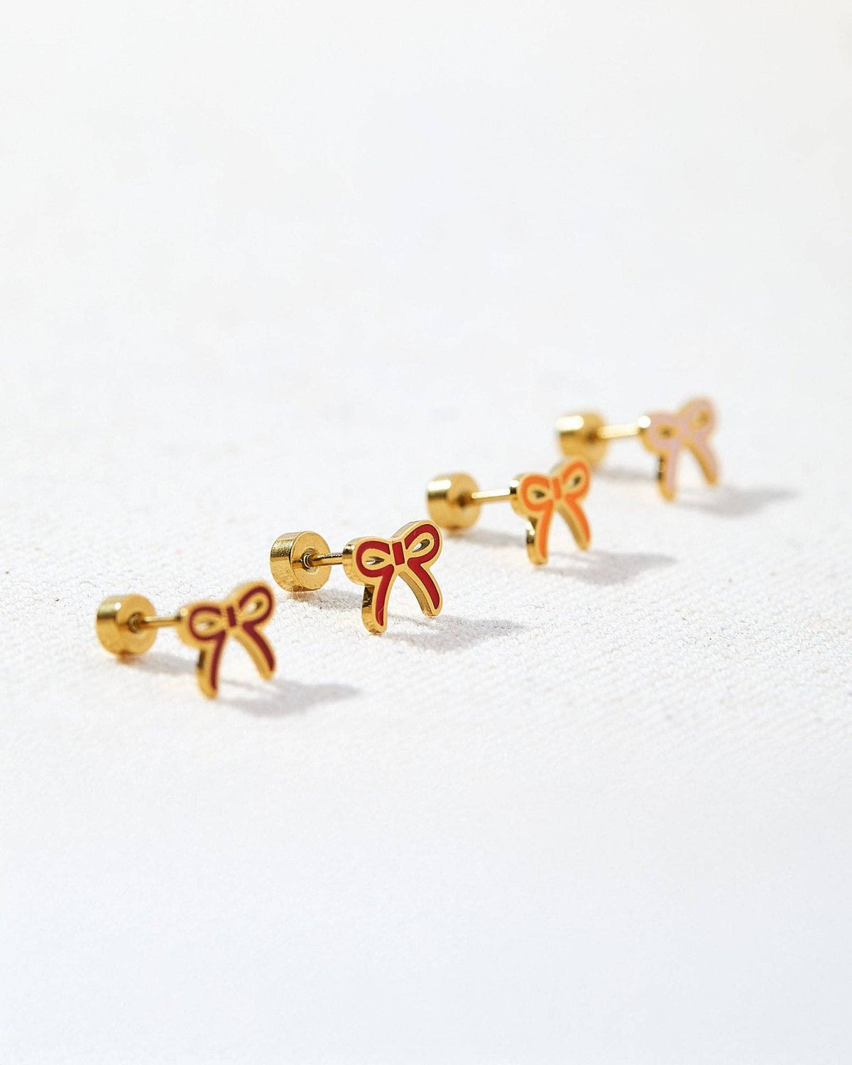 Screwback Stud Earrings - Sadie Bow Orange