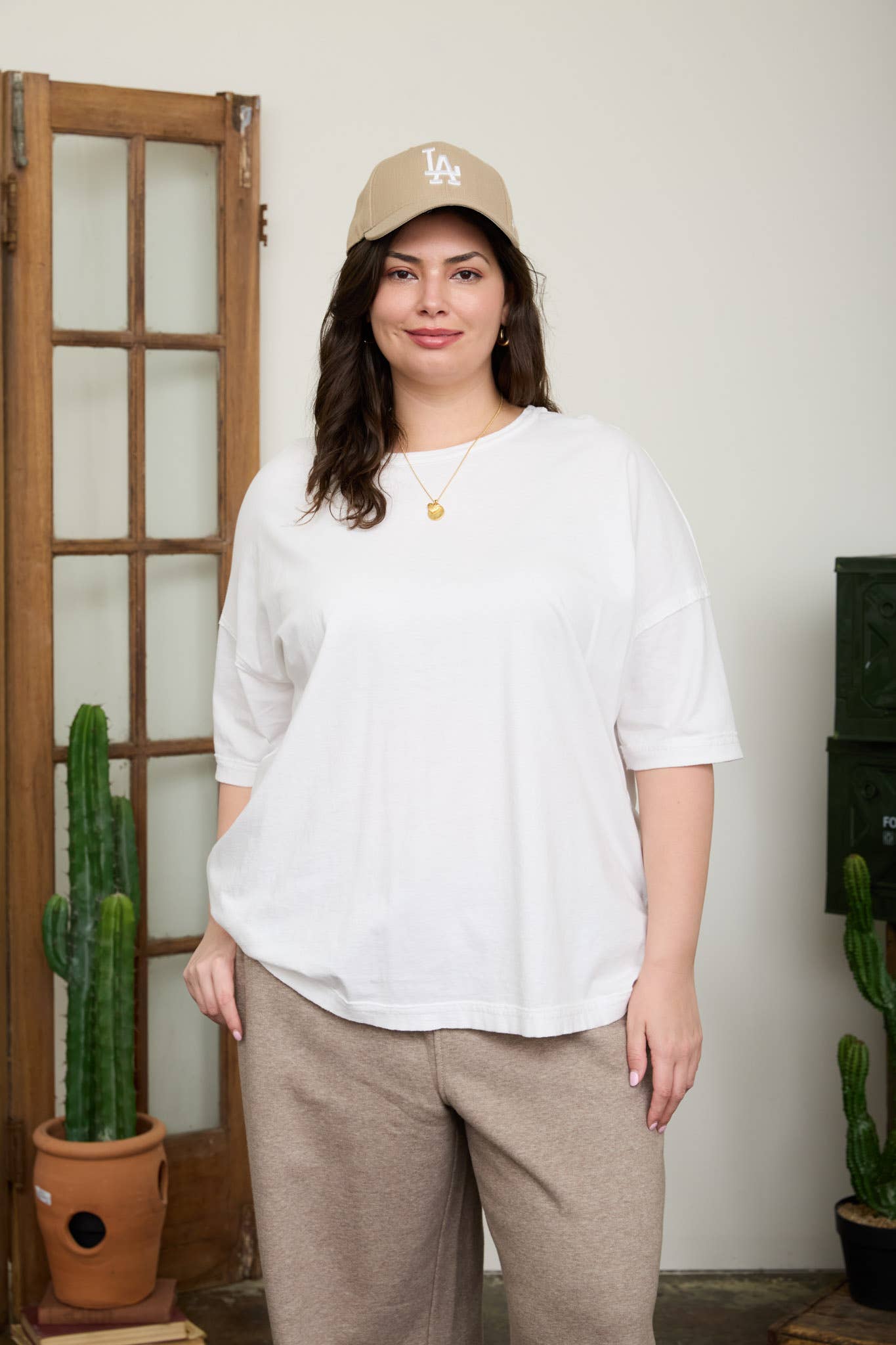 PLUS WASHED EXPOSED SEAM RELAXED KNIT T-SHIRT