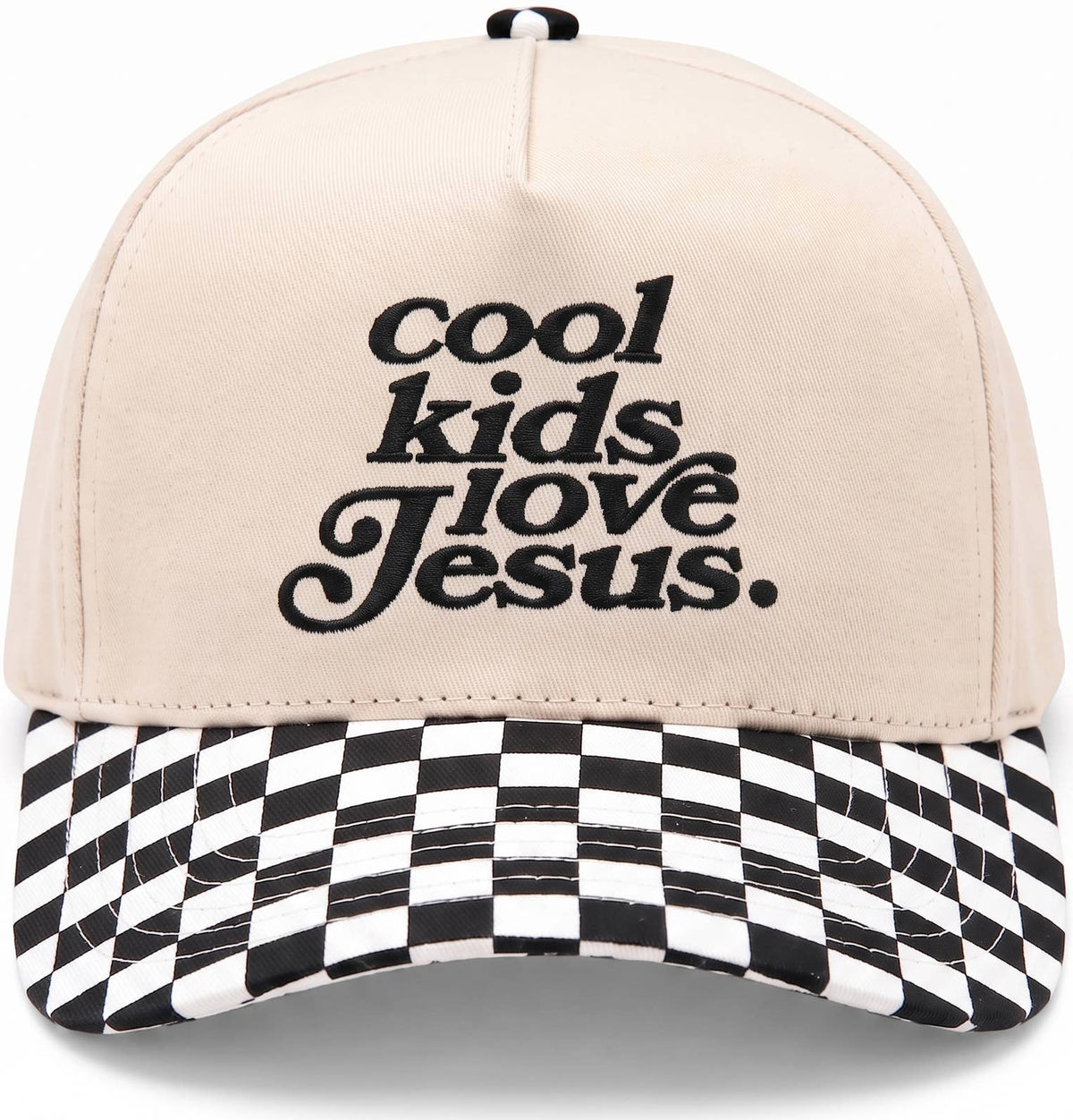 Kid/Baby 2-Tone Cap: Cool Kids Love Jesus - Checker Print