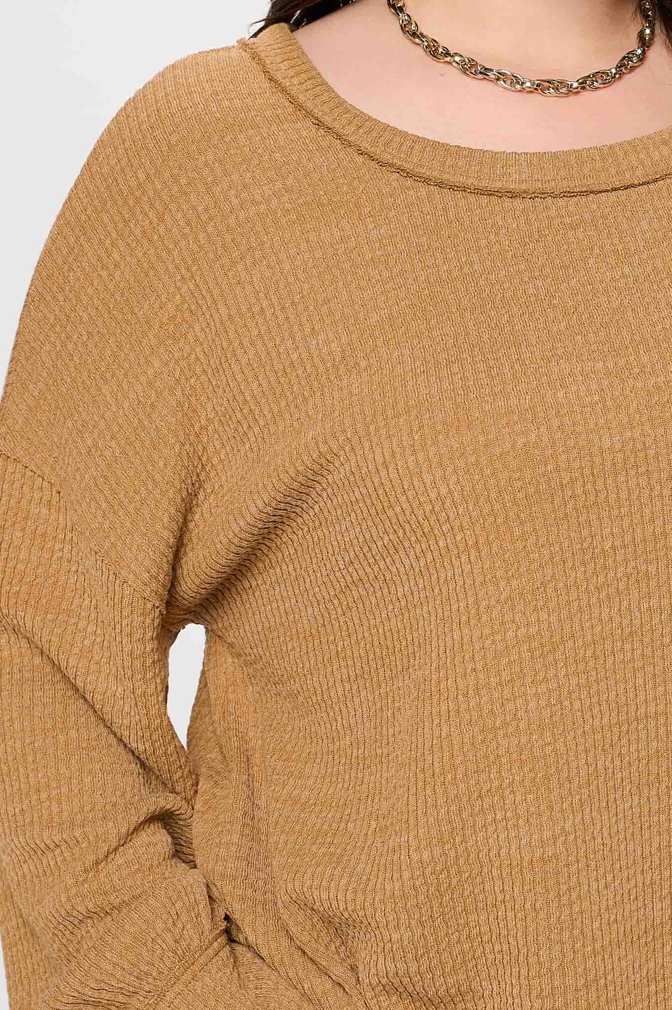 PLUS DROP SHOULDER LONG SLEEVE SWEATER KNIT TOP