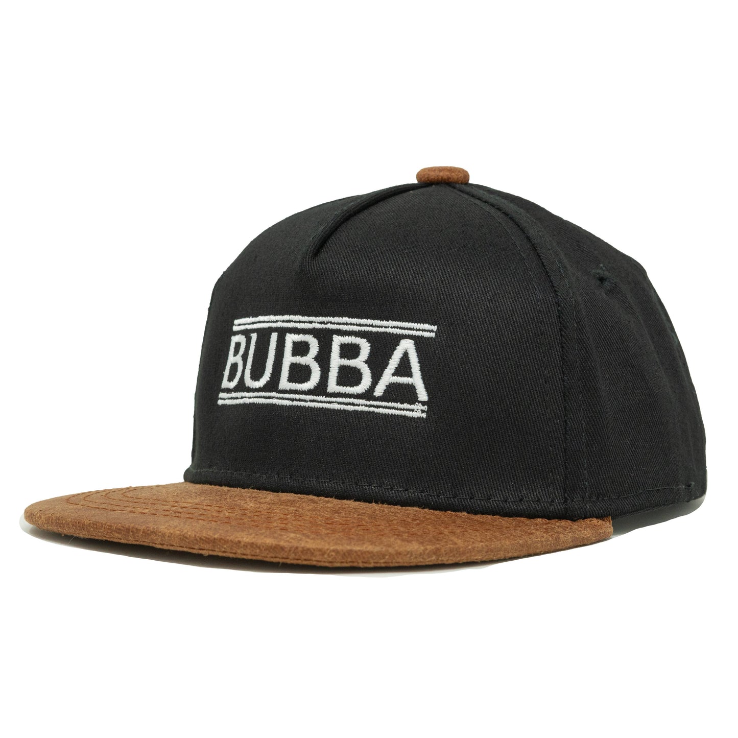 Flat Brim Trucker Hat - Bubba - Black/Faux Leather