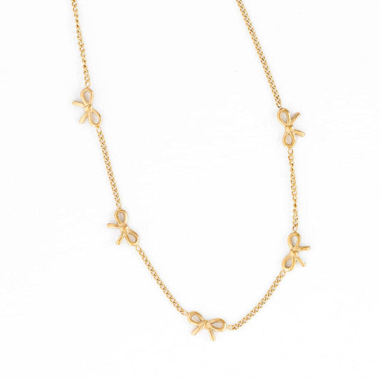 Bow Repeat Necklace Earrings - Hypoallergenic, Girl Gift