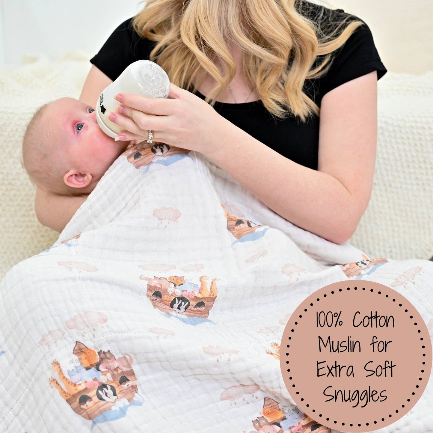 Noah's Ark Baby Toddler Muslin Quilt