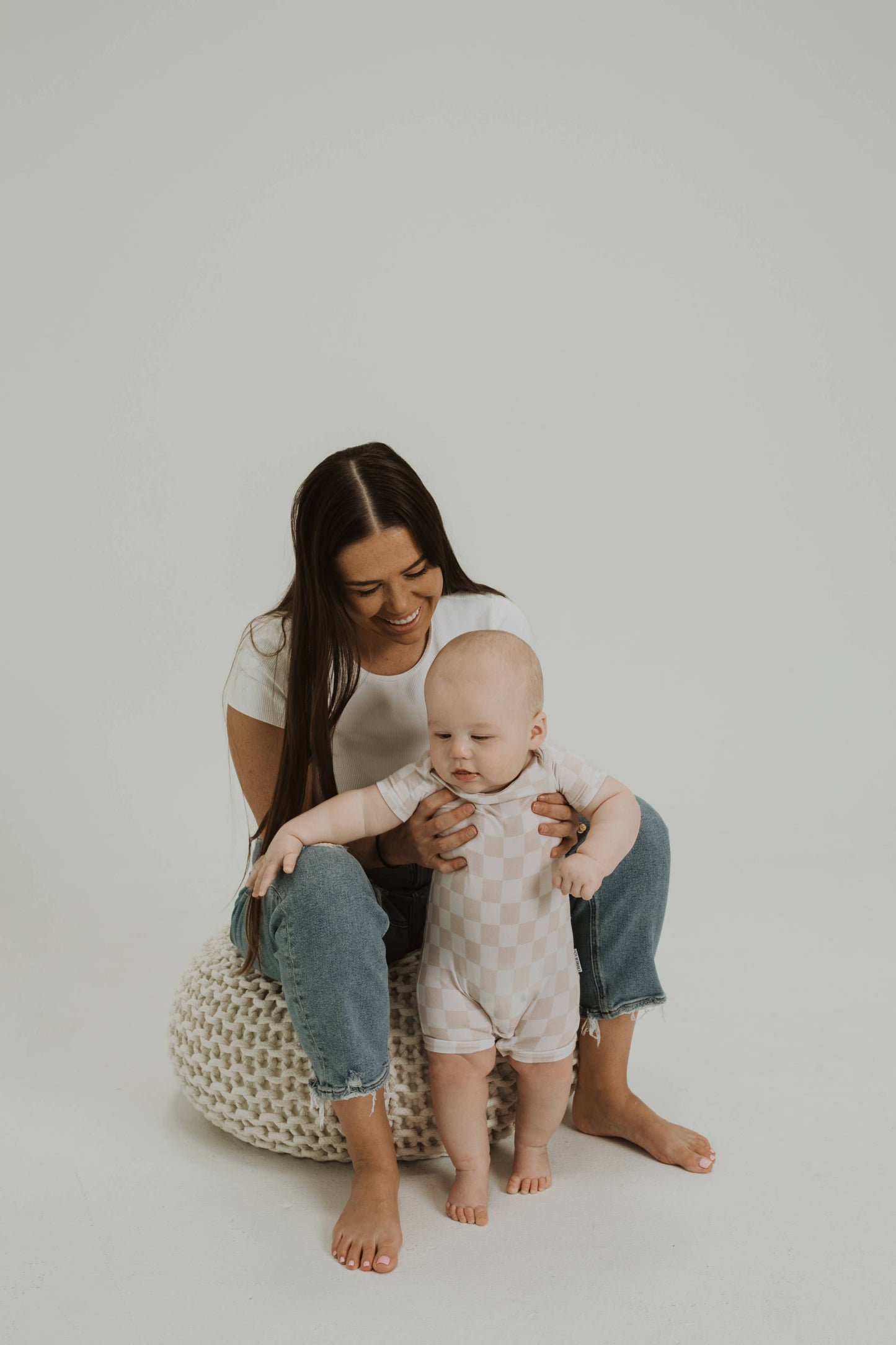 Bamboo Checkered Shortie Romper