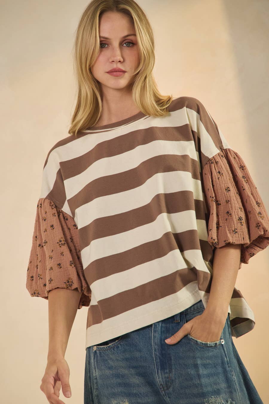 Plus Bold Striped Knit Top