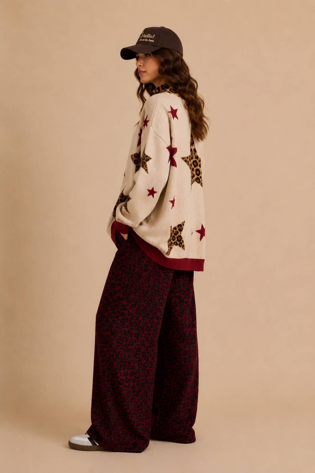 LEOPARD STAR BUTTON-DOWN CARDIGAN
