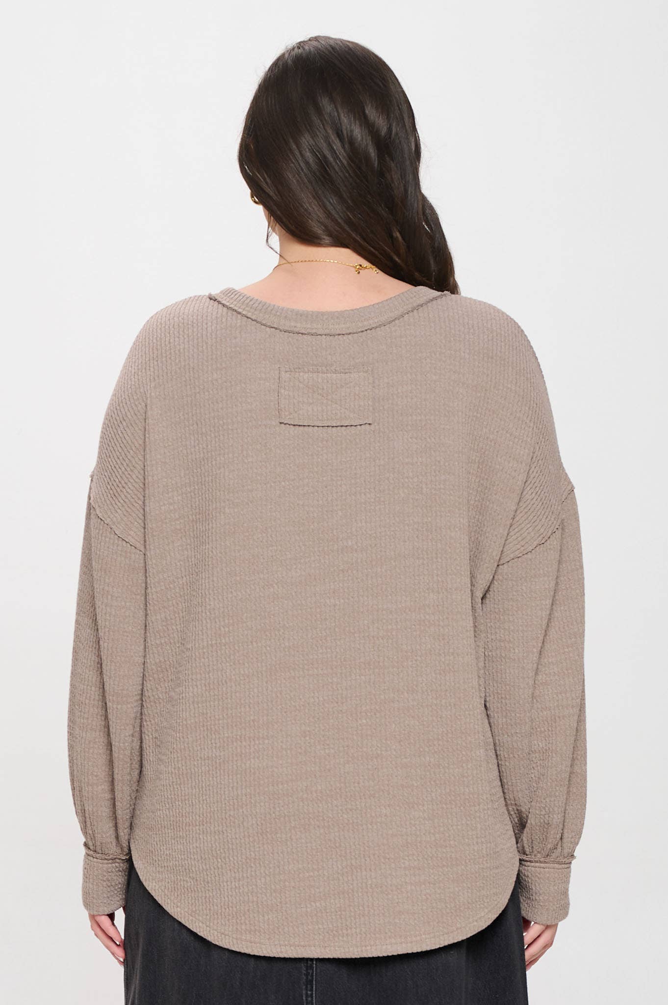 PLUS DROP SHOULDER LONG SLEEVE SWEATER KNIT TOP