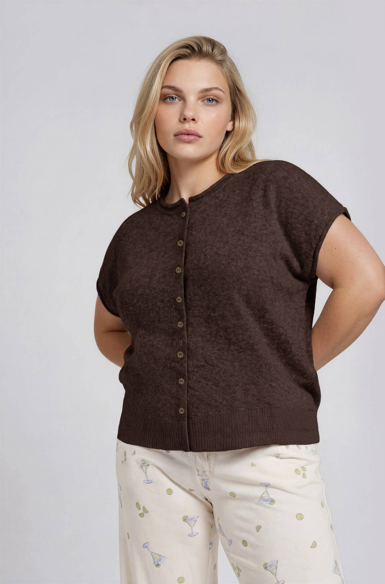 PLUS RAW EDGE SLEEVELESS LIGHTWEIGHT CARDIGAN