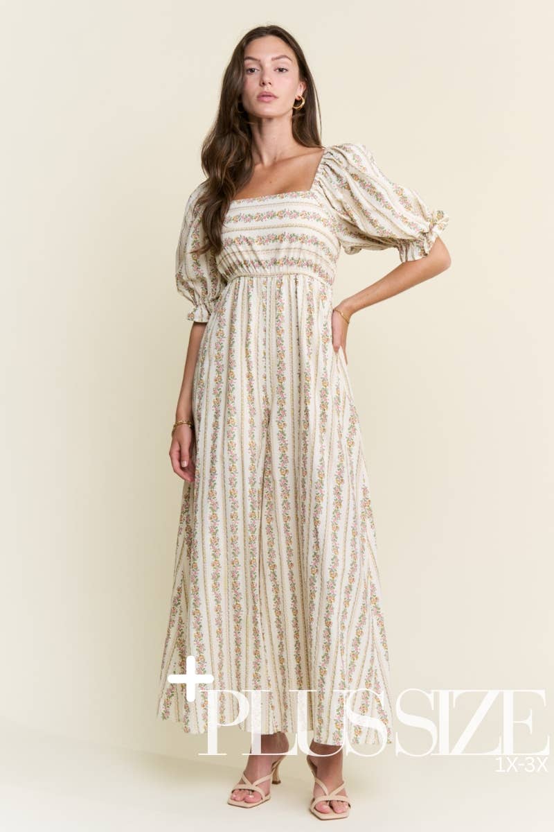 Floral Stripe Wide-Leg Jumpsuit in PLUS SIZE