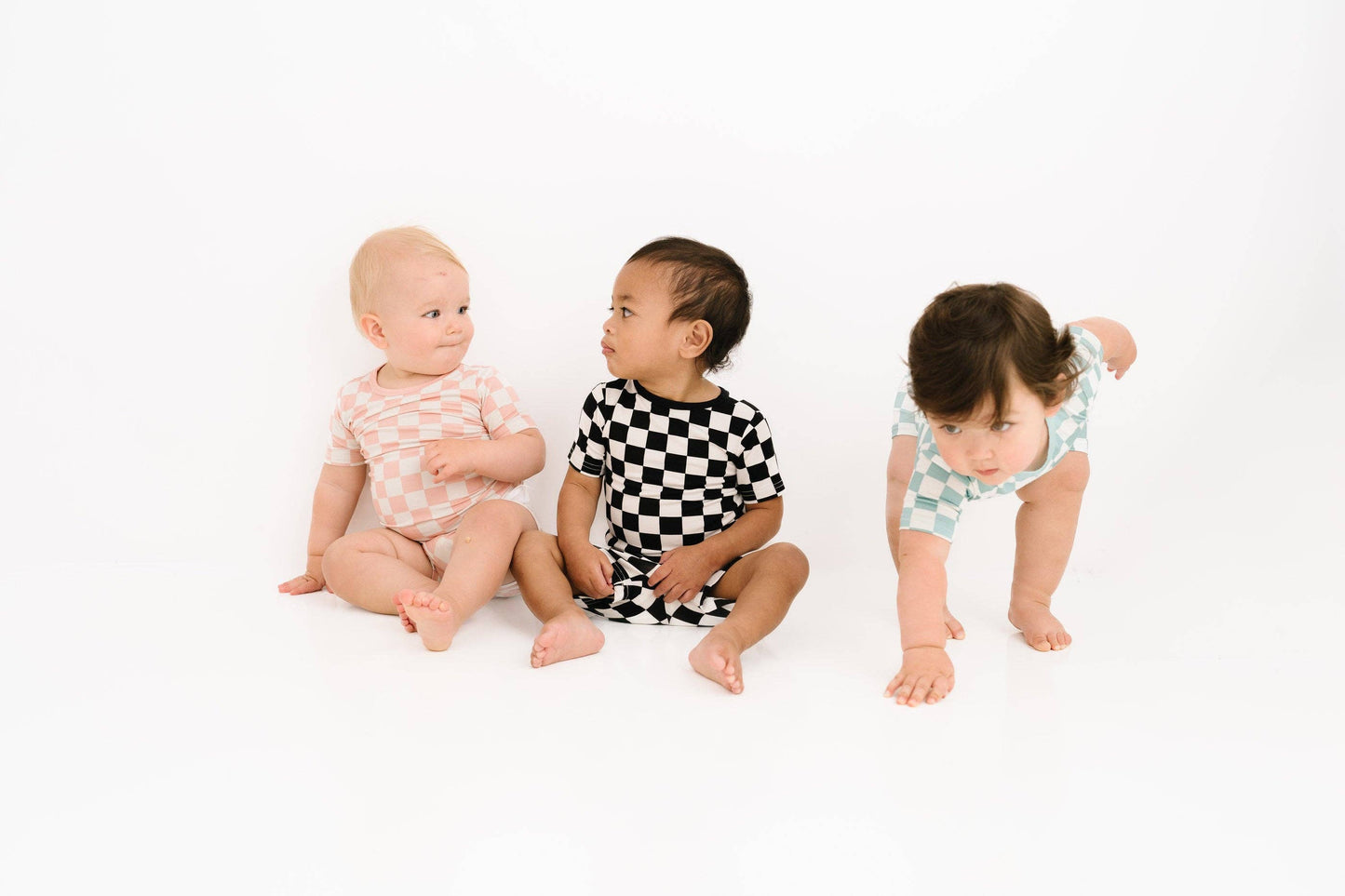 Bamboo Seafoam Checkered Shorts Set