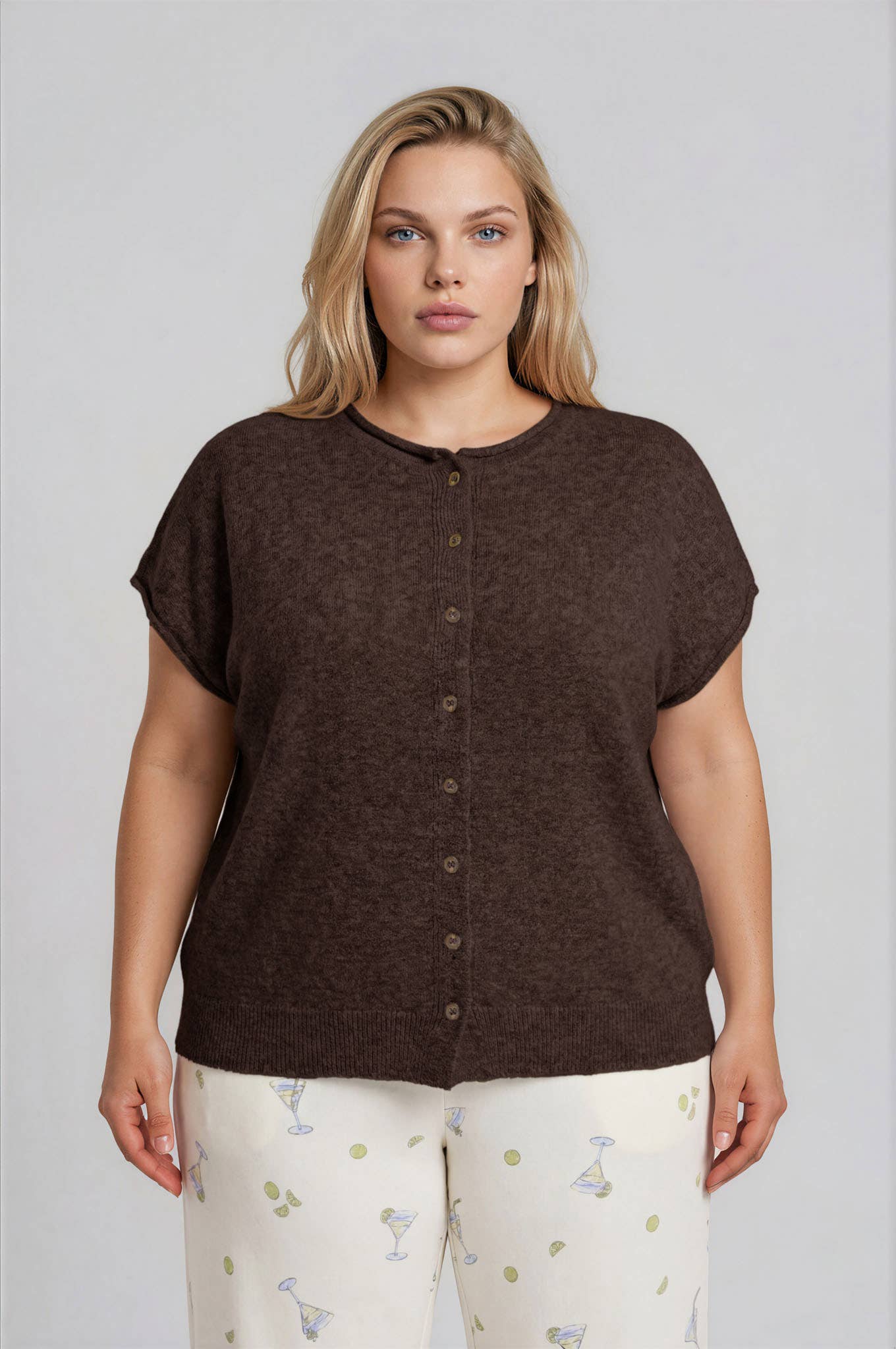 PLUS RAW EDGE SLEEVELESS LIGHTWEIGHT CARDIGAN