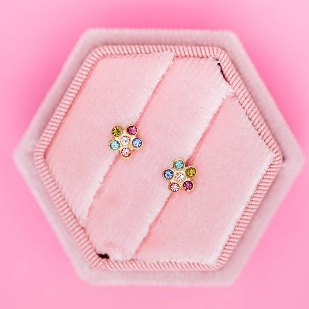 Rainbow CZ Stud Earrings