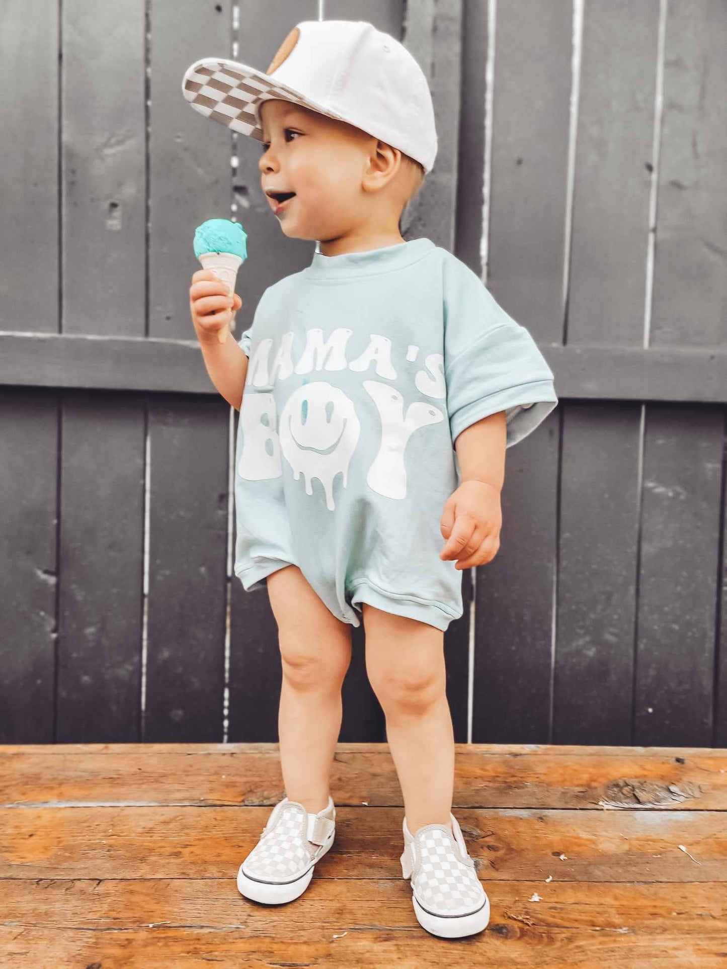 Aqua Mama's Boy Summer Bubble Romper