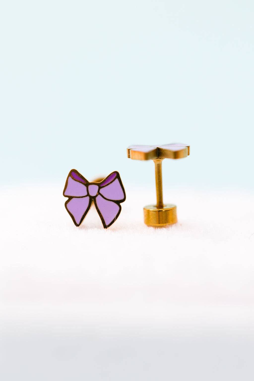 Lavender Bow Stud Earrings