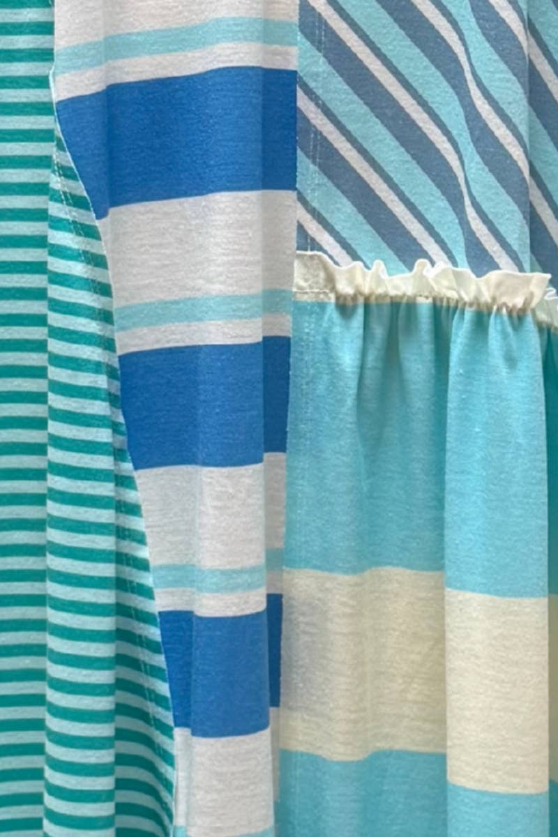 Mixed-Stripe Patchwork Maxi Dress