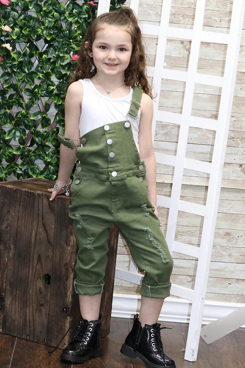 Green Distressed Overalls