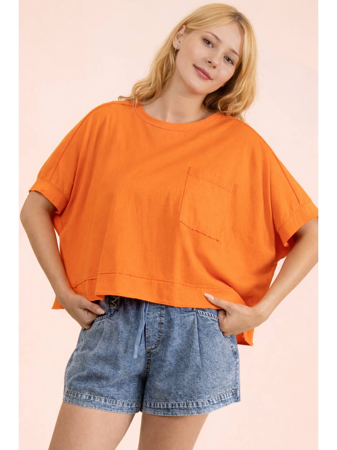 Mineral Washed Top Orange